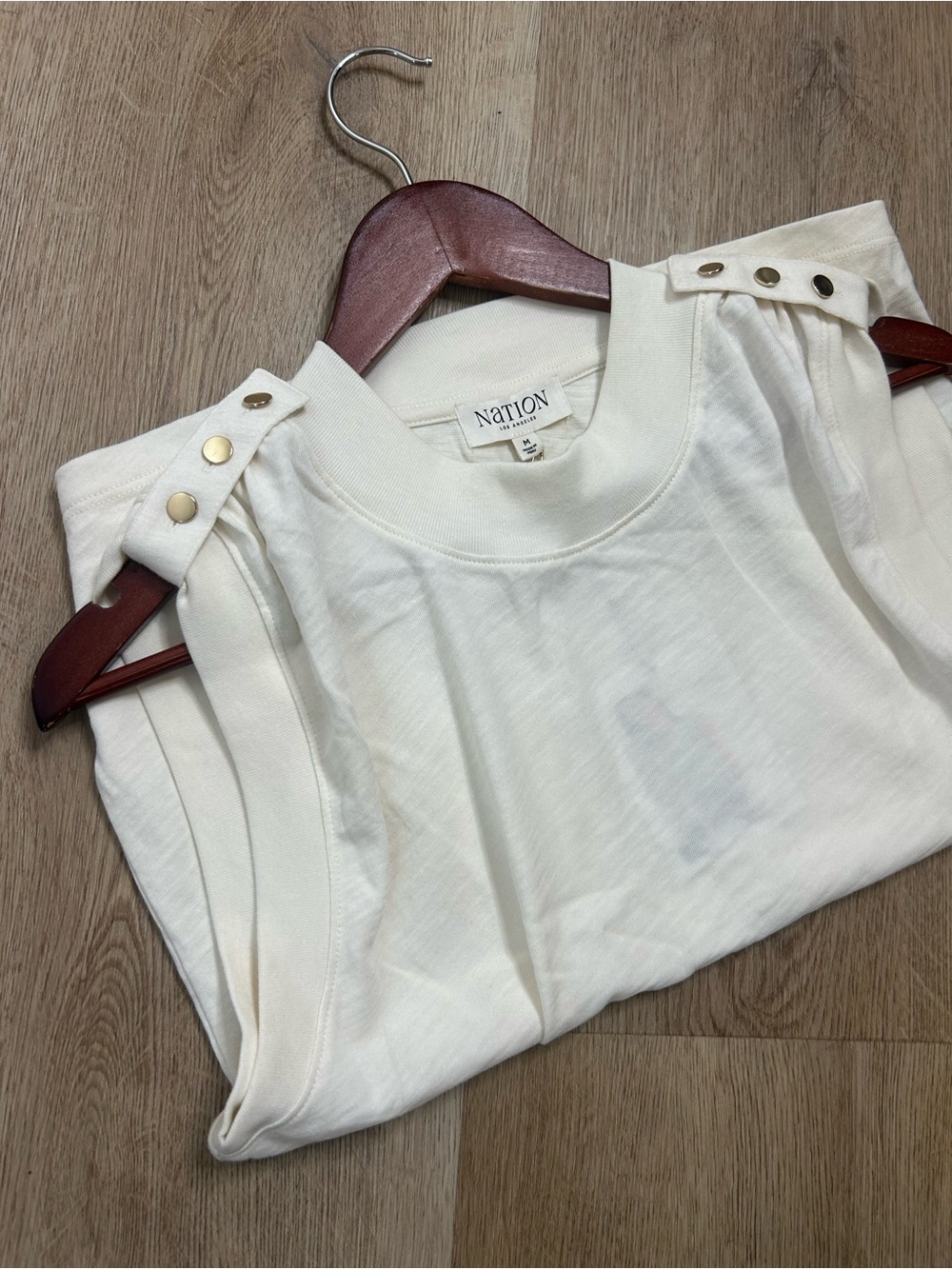 NWT Nation LA 100% Cotton Mikka Gold Button Tank Top in Cream